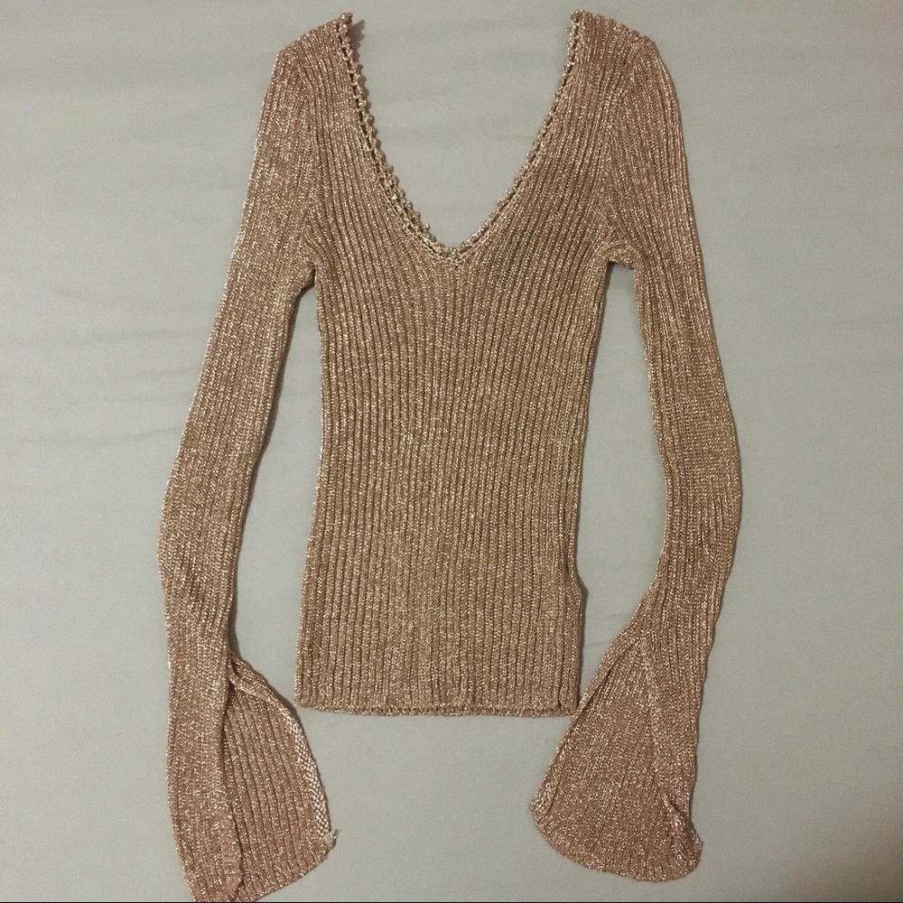 Topshop Crochet Rose Gold Top
